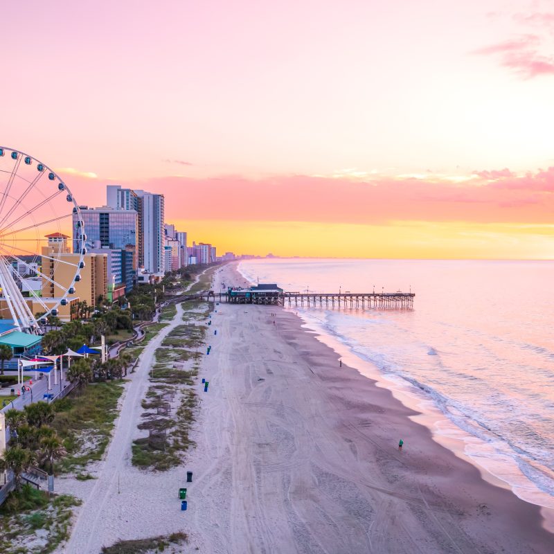 Image showing beach and Ferris wheel at sunset