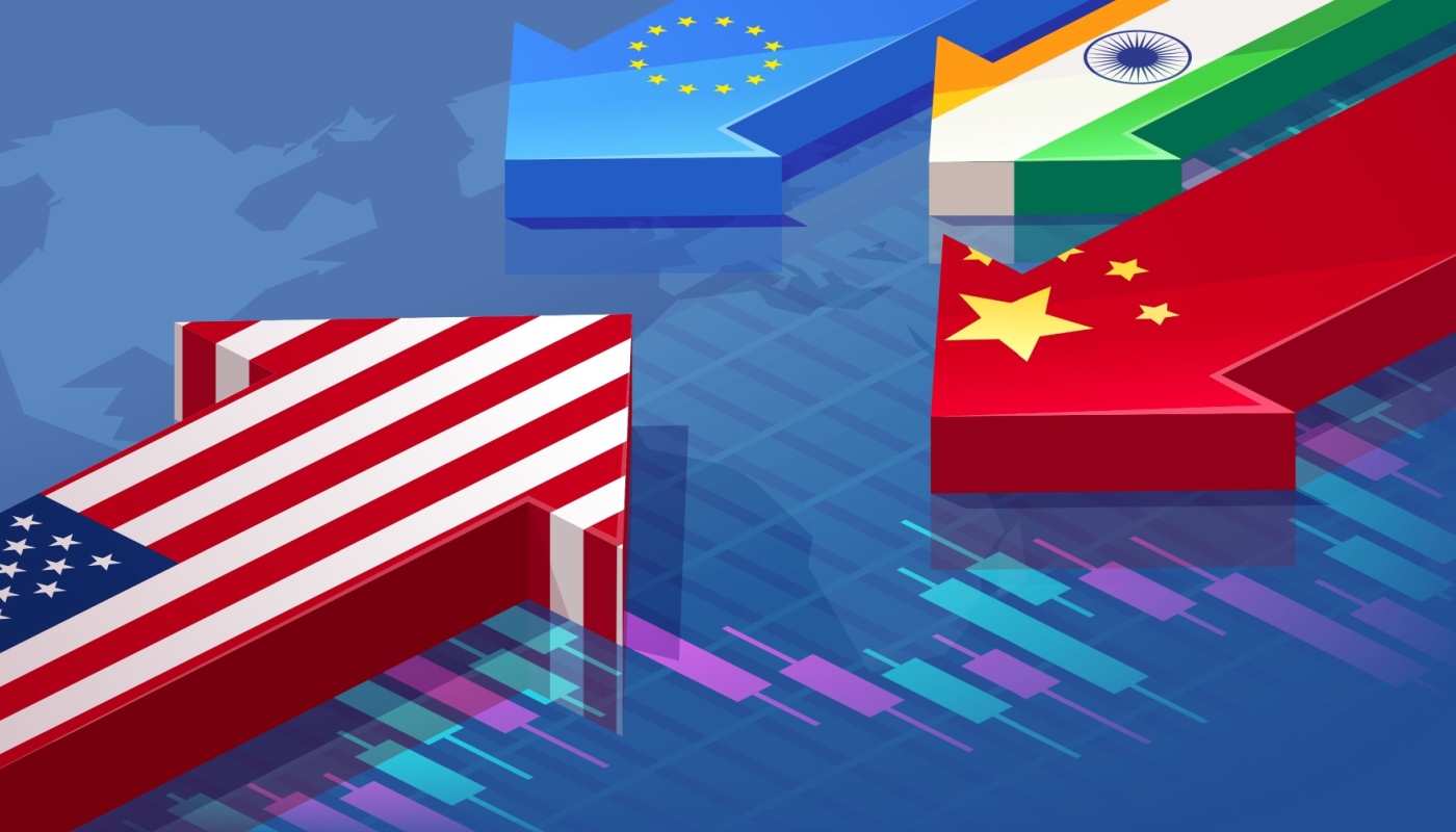 Image with arrows as flags, illustrating tariffs